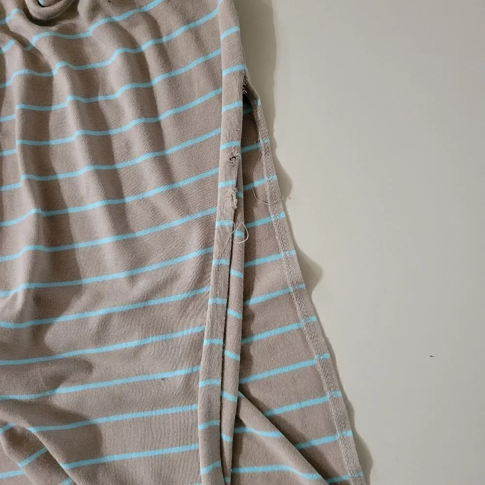 Victoria's Secret Ruched Side Tan & Teal Stripe Maxi Tank Dress - Picture 15 of 15
